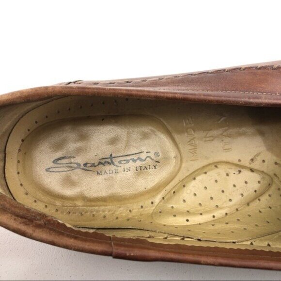 Santoni Brown Leather Kiltie Tassel Loafers 11D main image 6